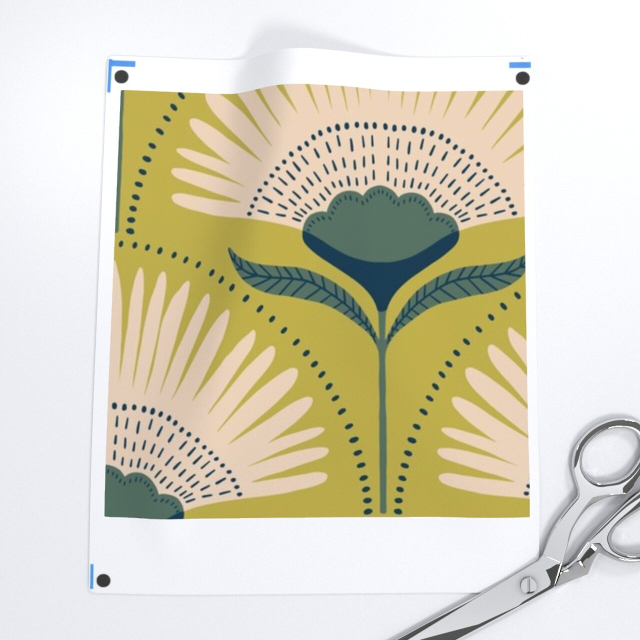 Deco Floral Fans Green Chartreuse Geometric Flowers Large Scale Mid Century Mod Custom Removable Wallpaper by Spoonflower Peel & Stick Wallpaper 2FT Wide